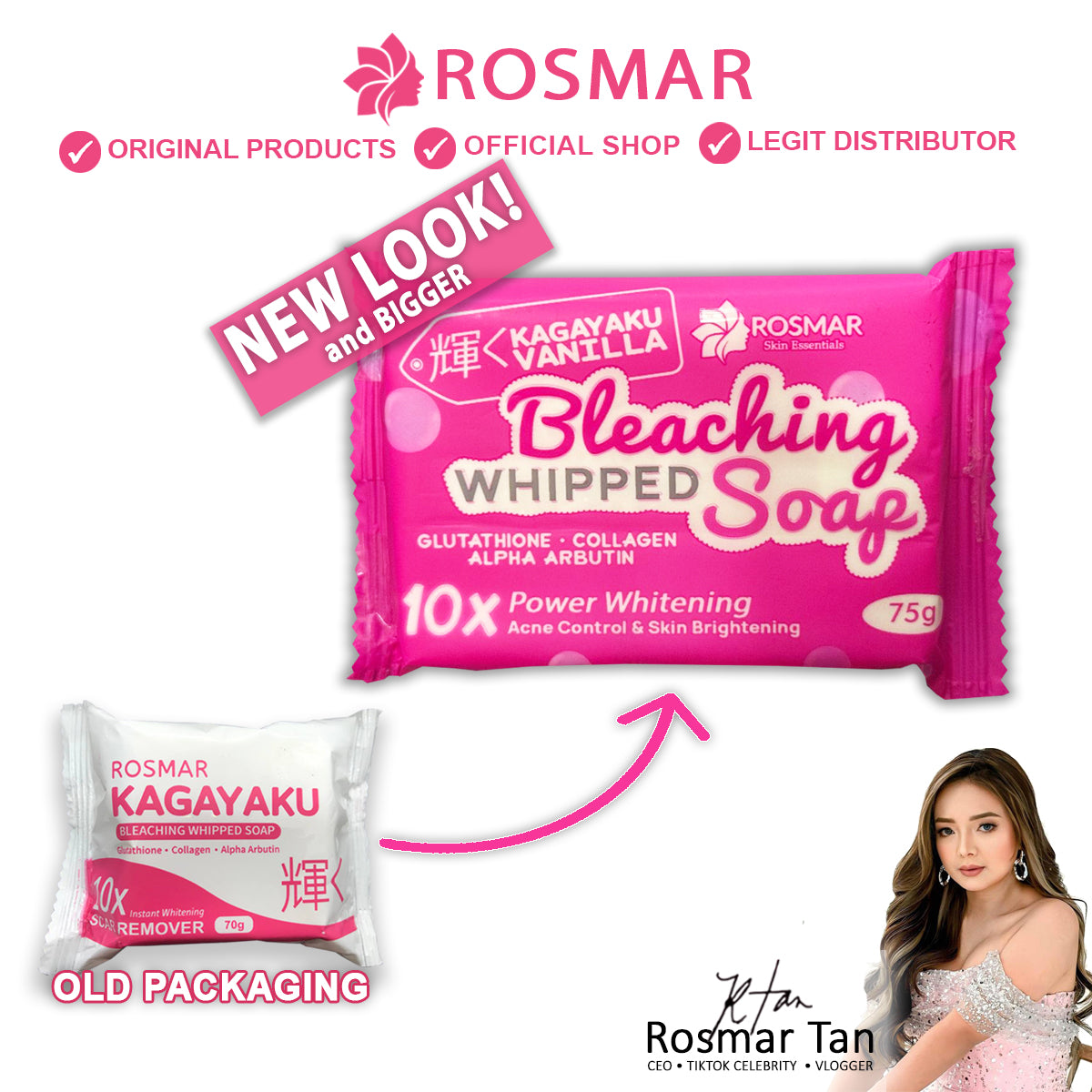 Rosmar Kagayaku Vanilla Bleaching Whipped Soap Bar 75grams