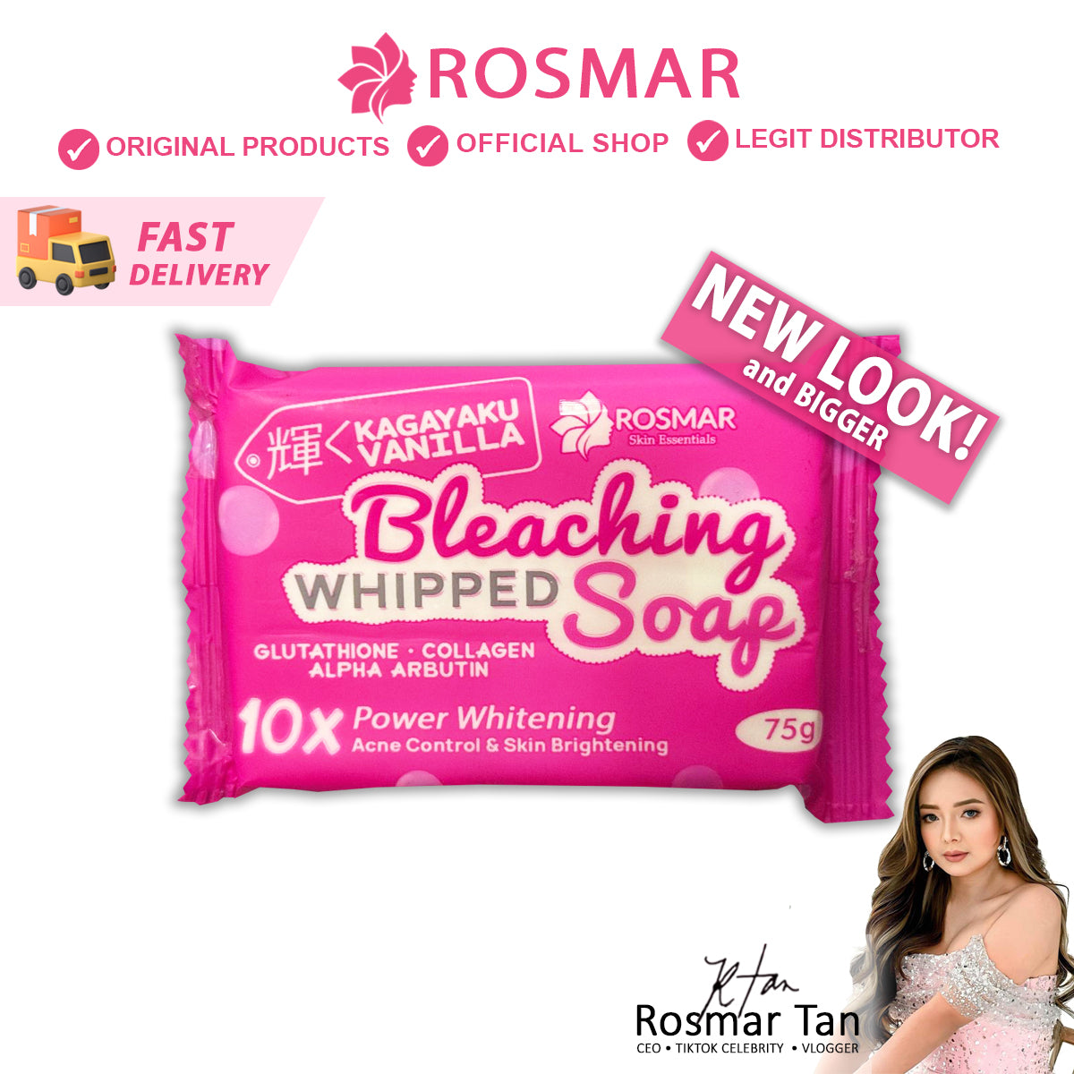 Rosmar Kagayaku Vanilla Bleaching Whipped Soap Bar 75grams